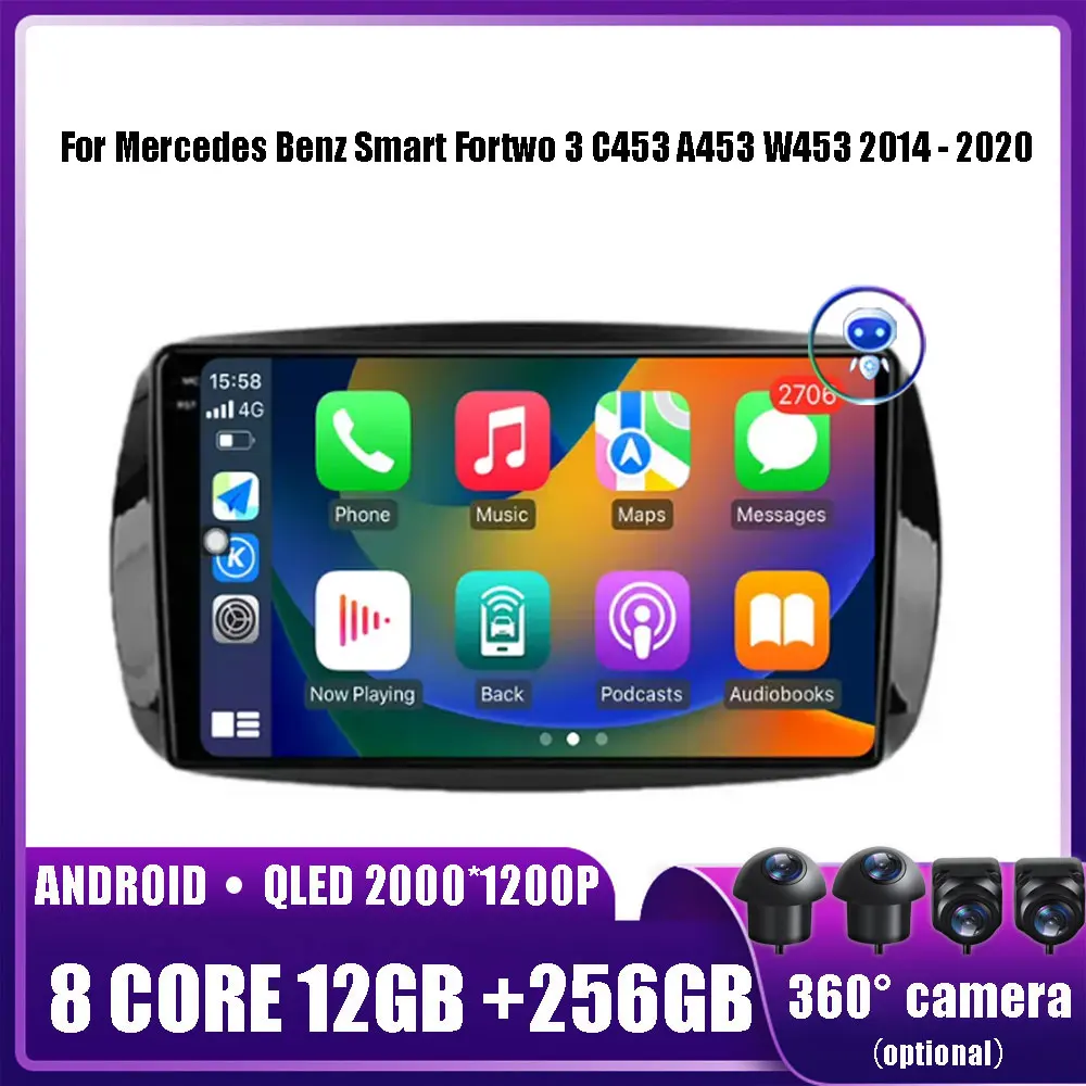 

Головное устройство мультимедийное для Mercedes Benz Smart Fortwo 3 C453 A453 W453 2014-2020, 4G, Android OS, стереоплеер, GPS-навигация