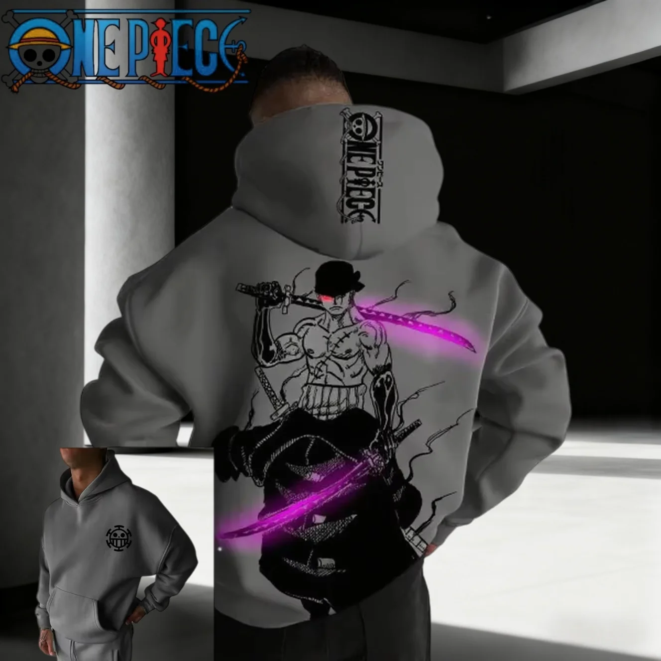 قطعة واحدة زورو 2025 جديد شعبي أنيمي الخريف/الشتاء الرجال النساء القطن الشارع ارتداء هوديي نمط مطبوعة لعب الأدوار #1