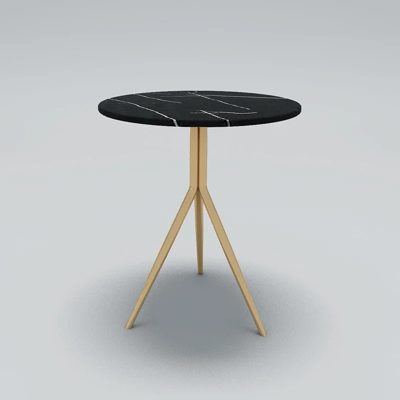 A Modern simple marble titanium, small coffee table leisure, stainless steel light luxury round table