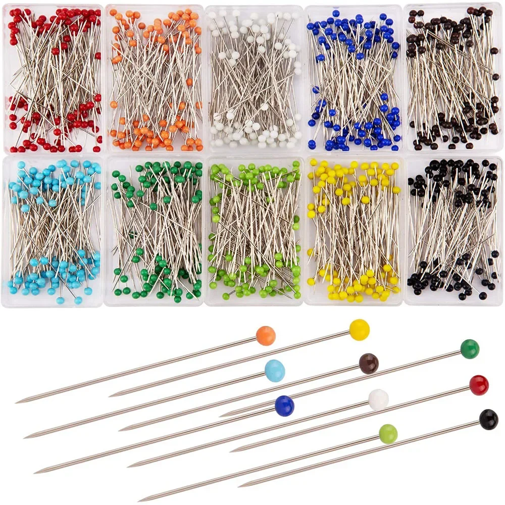 100Pcs/Box 38mm Sewing Pins Glass Ball Multicolor Head Pins Straight Quilting Pins Pearl Heads For Dressmaker DIY Jewelry Decor