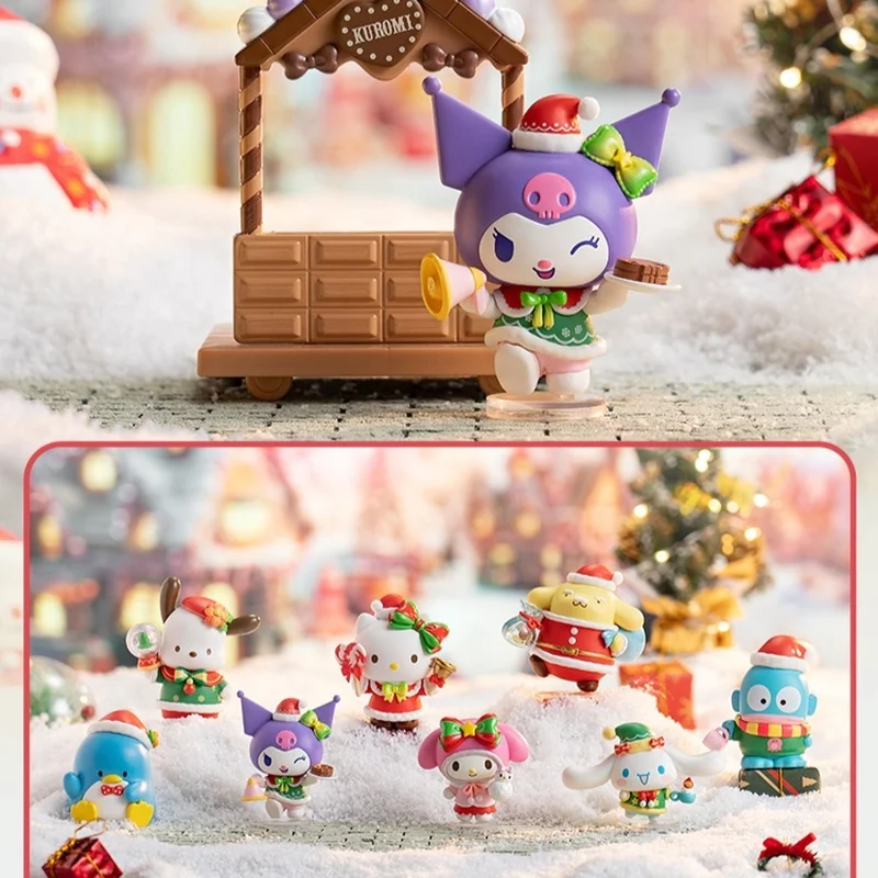 TOPTOY Sanrio Christmas Market Series Blind Box Kuromi Pochacco My Melody Doll Anime Action Figurine Toys Surprise Box Xmas Gift