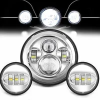 Faro LED de 7 pulgadas + luces antiniebla de 4,5 pulgadas, piezas de anillo de montaje de soporte de 7 ""para Harley Touring Electra Glide Road King Street Glide