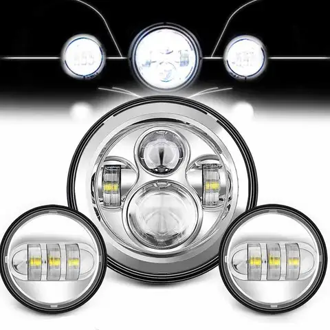 7inch LED Headlight +4.5inch Fog Lights 7"Bracket Mounting Ring Parts for Harley Touring Electra Glide Road King Street Glide