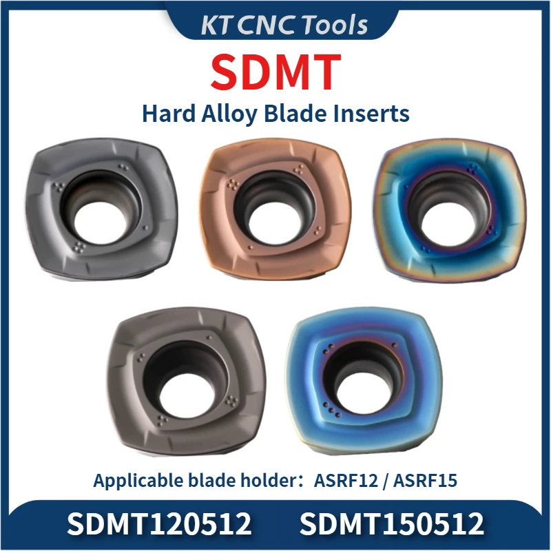 KT CNC SDMT alloy blade insert SDMT120512 SDMT150512 matched with ASRF ASRF12 ASRF15 face milling cutter discs fast feed milling