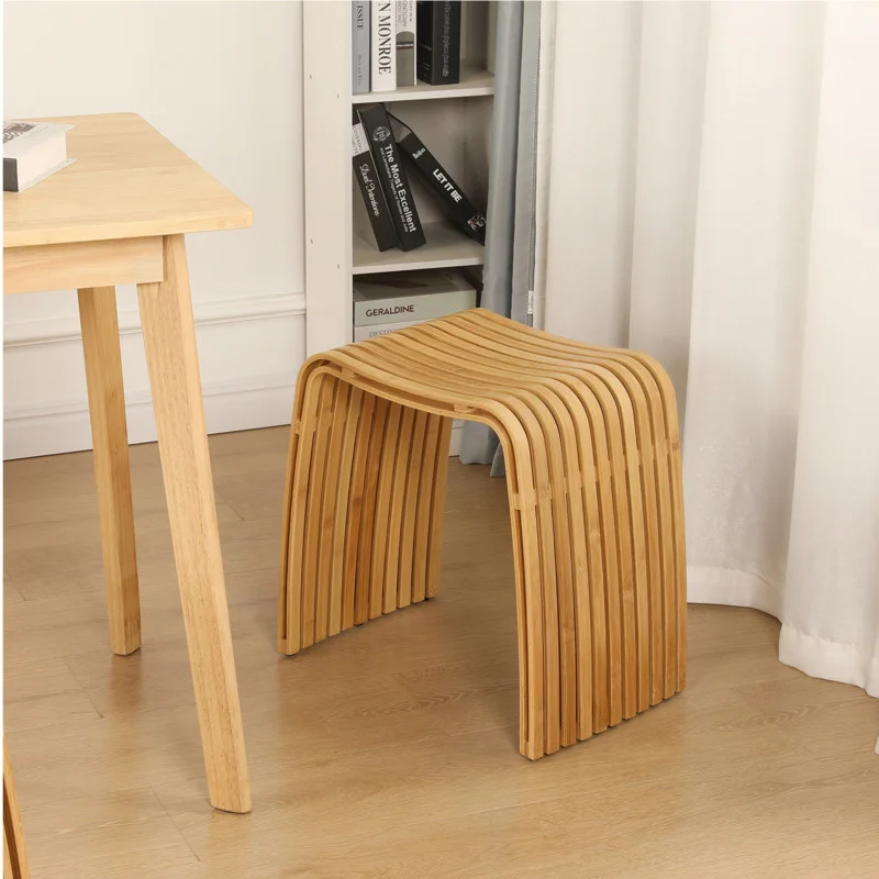 Simple Bamboo Living Room Leisure Dining Stool Household Waterproof Bathroom Stool Modern Porch Shoe Stool