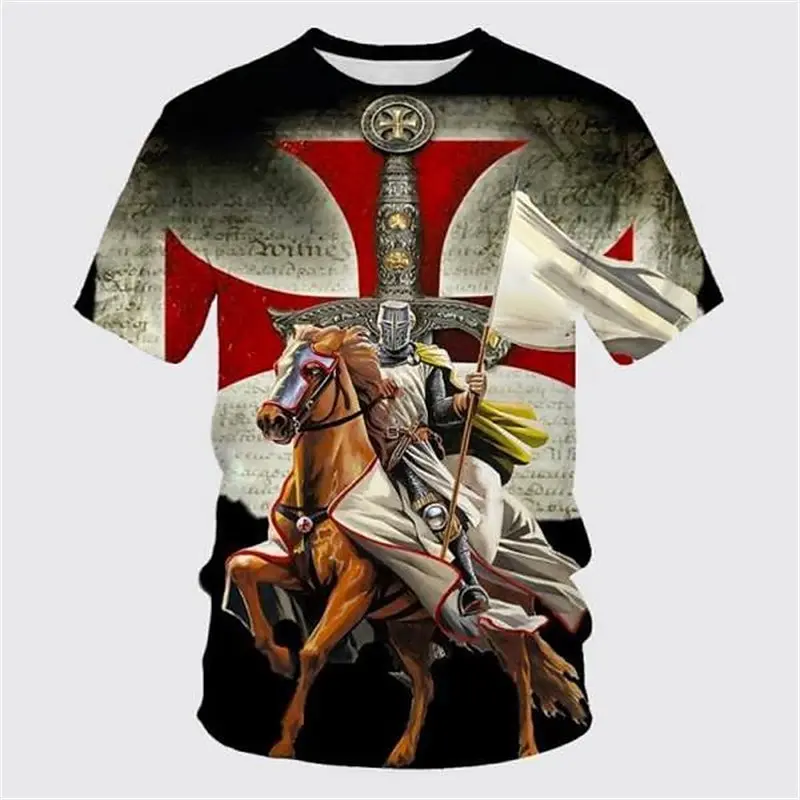 

Funny Crusader Knights 3D Print Men's T Shirt Summer Casual O-neck Short Sleeve Loose Tops Hip Hop Trend T-shirt Fashion Man Tee