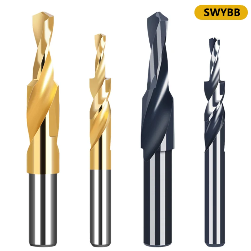 SWYBB HSS Step Drill Bit 90° 180° M3-M12 Counterbore Countersink Screw Straight Shank TiN Coated HSSCO for Copper Aluminum Steel