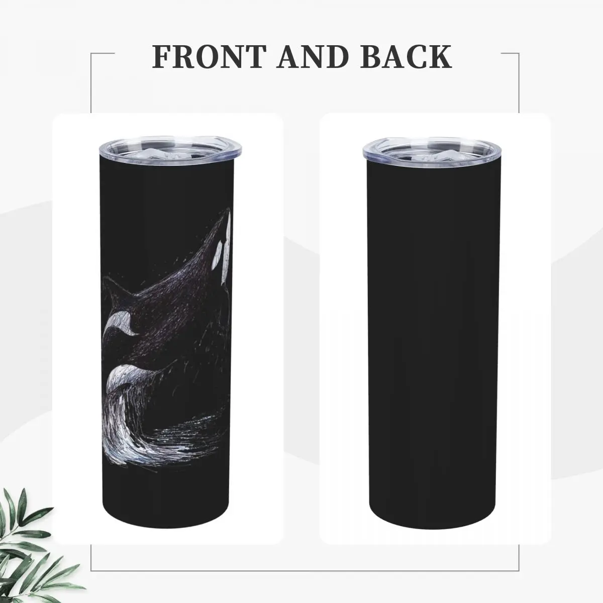 Kalina The Killer Whale Scribble Black Version Stainless Steel Tumbler Insulated Mugs Thermal Cold Cup Straw With Lid 20oz