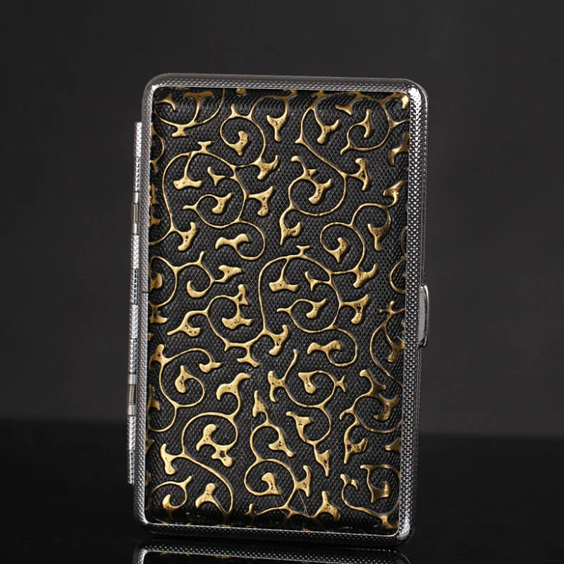 Unique Retro PU Leather Cigarette Case Portable Pocket Cigar Pack 20 Thin Cigarette Boxes or 14 Standard Cigarettes