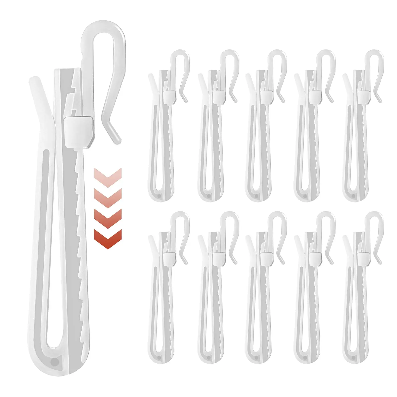 24Pcs Plastic Curtain Hooks Adjustable Pinch Pleat Hooks Ratchet System Pinch Pleat Curtain Hooks For Window Curtain Door Curtai