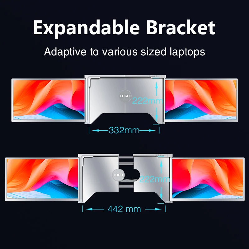 Laptop Screen Extender One Cable Connection with 15 Inch Dual Screen Work on Wins