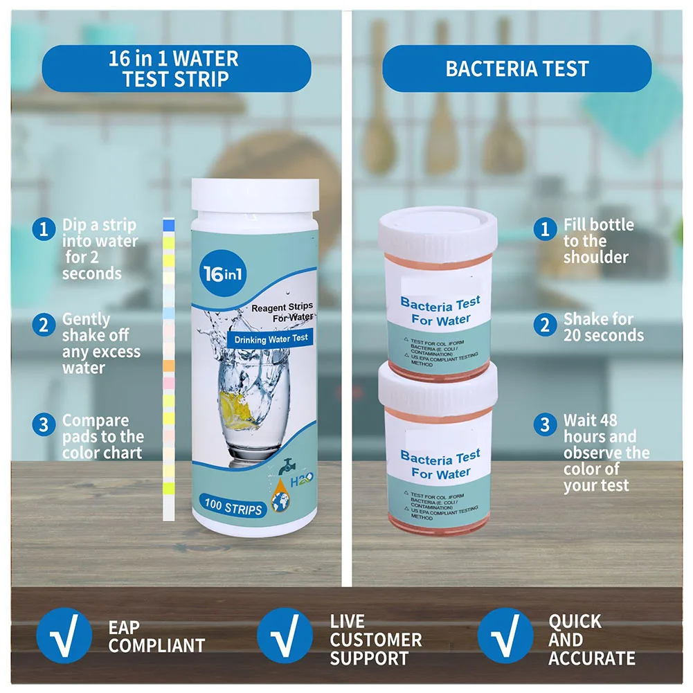 17 In 1 Water Testing Kit for Drinking Water Swimming Pool Water Test Coli Bacteria Test Chlorine PH Hardness Water Quality Test