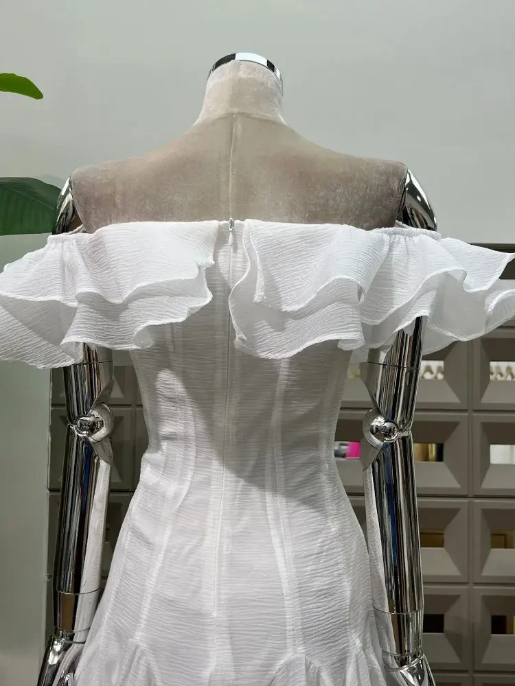 Seksowna, marszczona sukienka z odkrytymi ramionami i przezroczystymi płatkami dla kobiet, elegancka, wieczorowa sukienka na imprezę, do klubu nocnego, na urodziny, do noszenia na pokazach, Vestidos