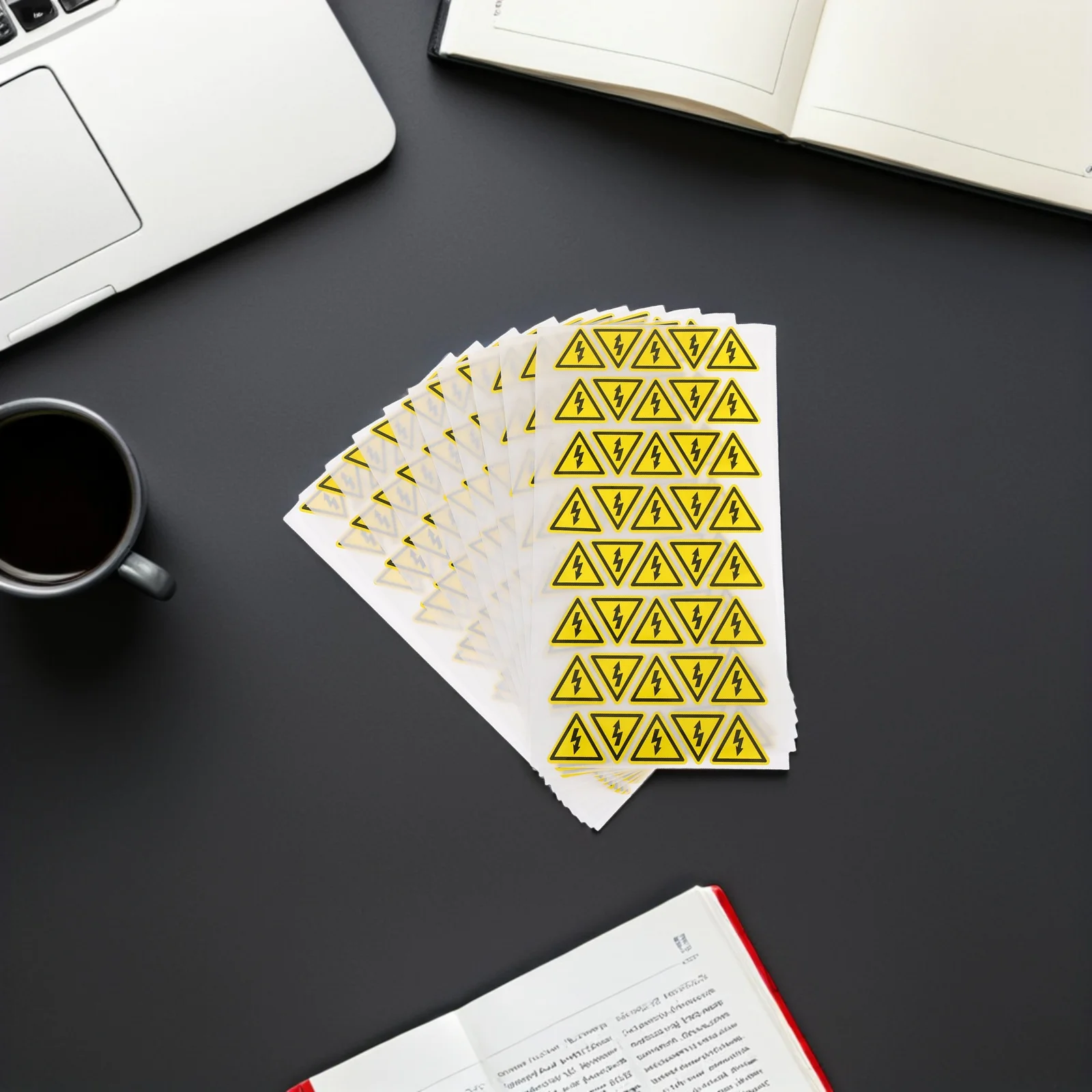 400pcs Yellow Triangle Electrical Warning Stickers Self Adhesive Risk Labels For Power Distribution Cabinets Waterproof Outdoor