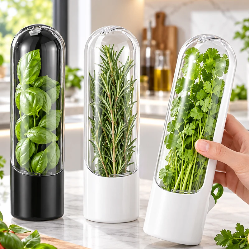 Refrigerator Cilantro/Mint Saver Container , Dust-proof Anti-pressure Environmental  Protection  Kitchen Fresh-keeping Bottle