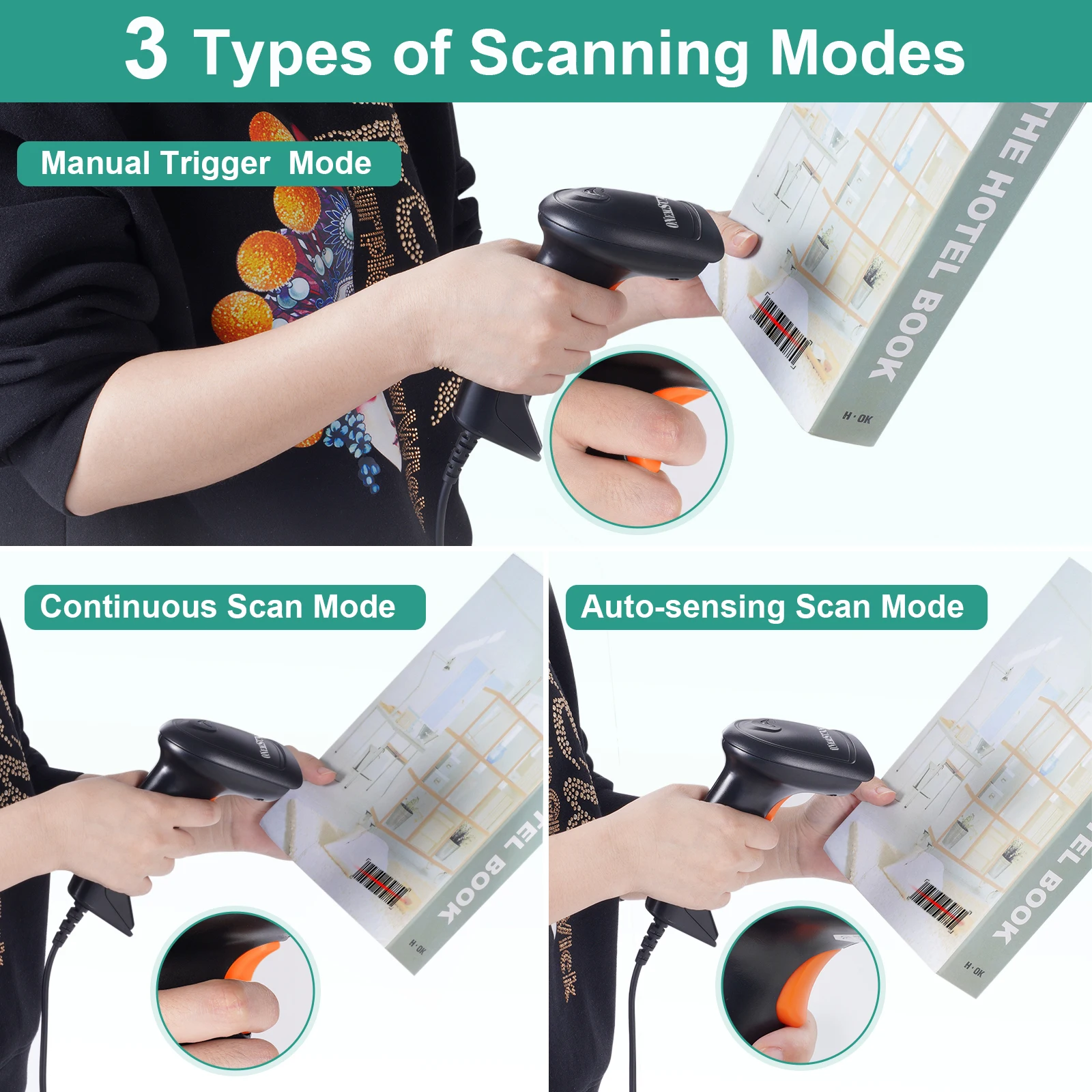 ماسح الباركود USB ليزر 1D مع سرعة نقل سريعة وسرعة المسح السريع #4