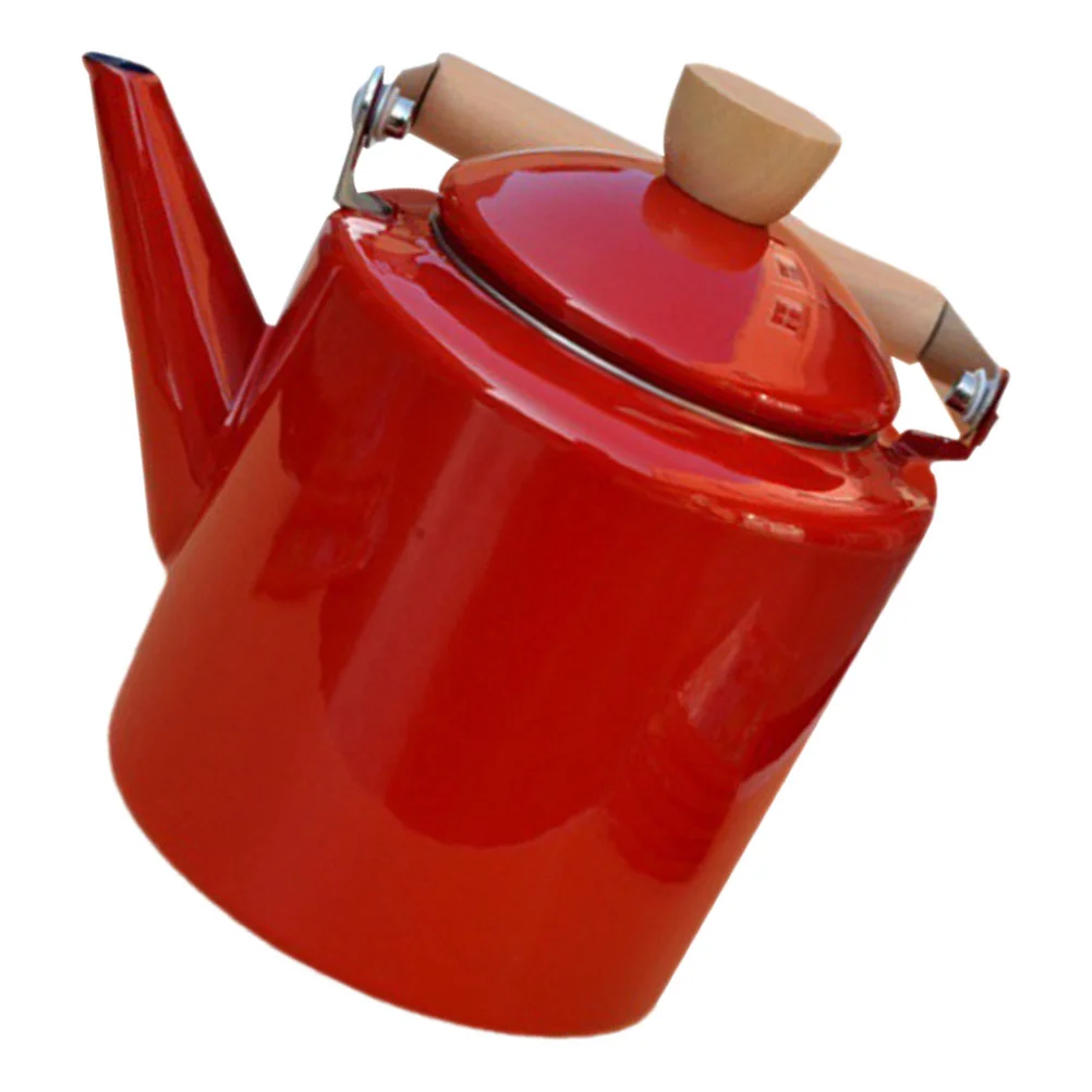 

Tea Kettle Enamel Pot Enameled Teapot Vintage Portable Coffee Cold Water Jug Red for Stove Top Kitchen