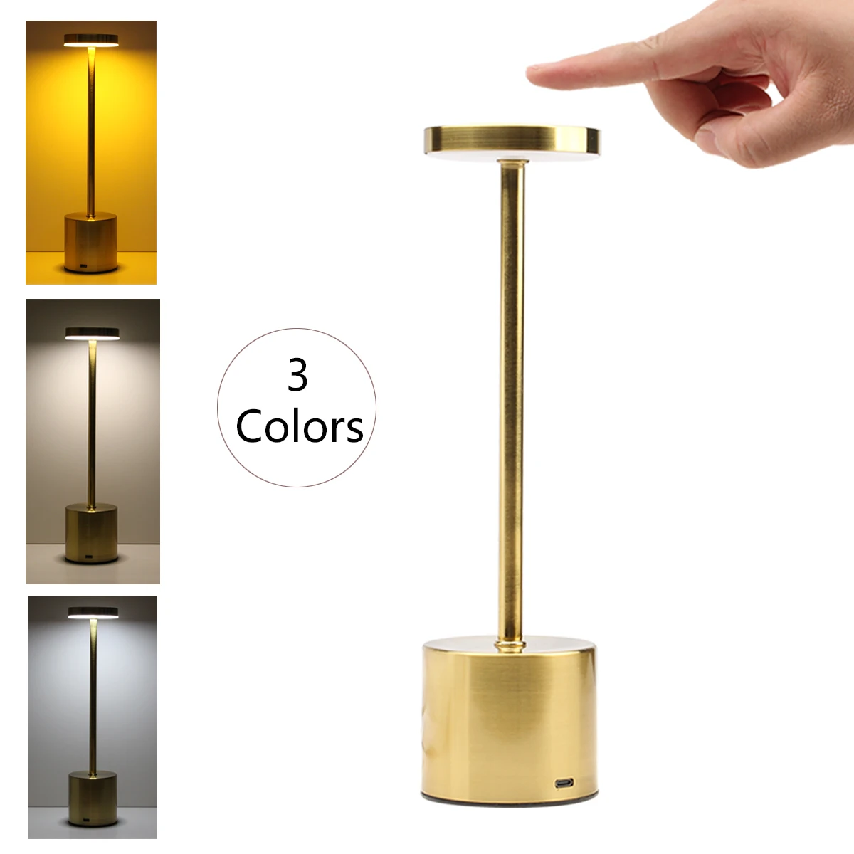 Wiederaufladbare LED-Tischlampe, Touch-Schalter, Schreibtischlampe, 3 Farben, Nachttisch, kreative Raumdekoration, Nachtlichter