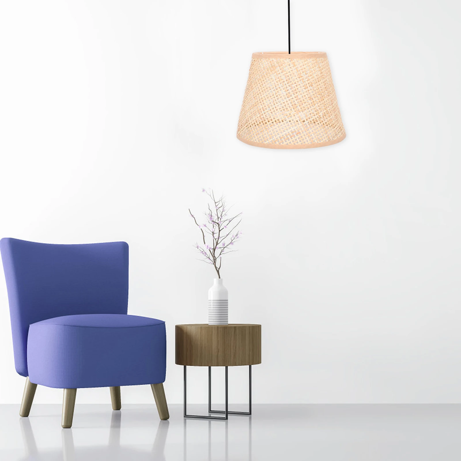 

2pcs Rattan Woven Lampshade Cover Replacement Iron Wooden Soft Light Table Lamp Cover Bedside Lamp Shade Dust Home