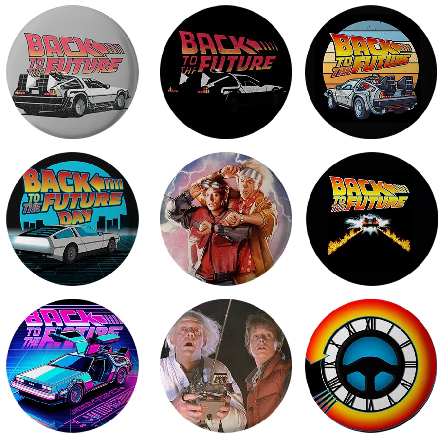 58mm Regreso al futuro 1 2 3 Pin de botón letra de película Logo programa de televisión personaje insignia bolsa accesorios Fans coleccionar regalos