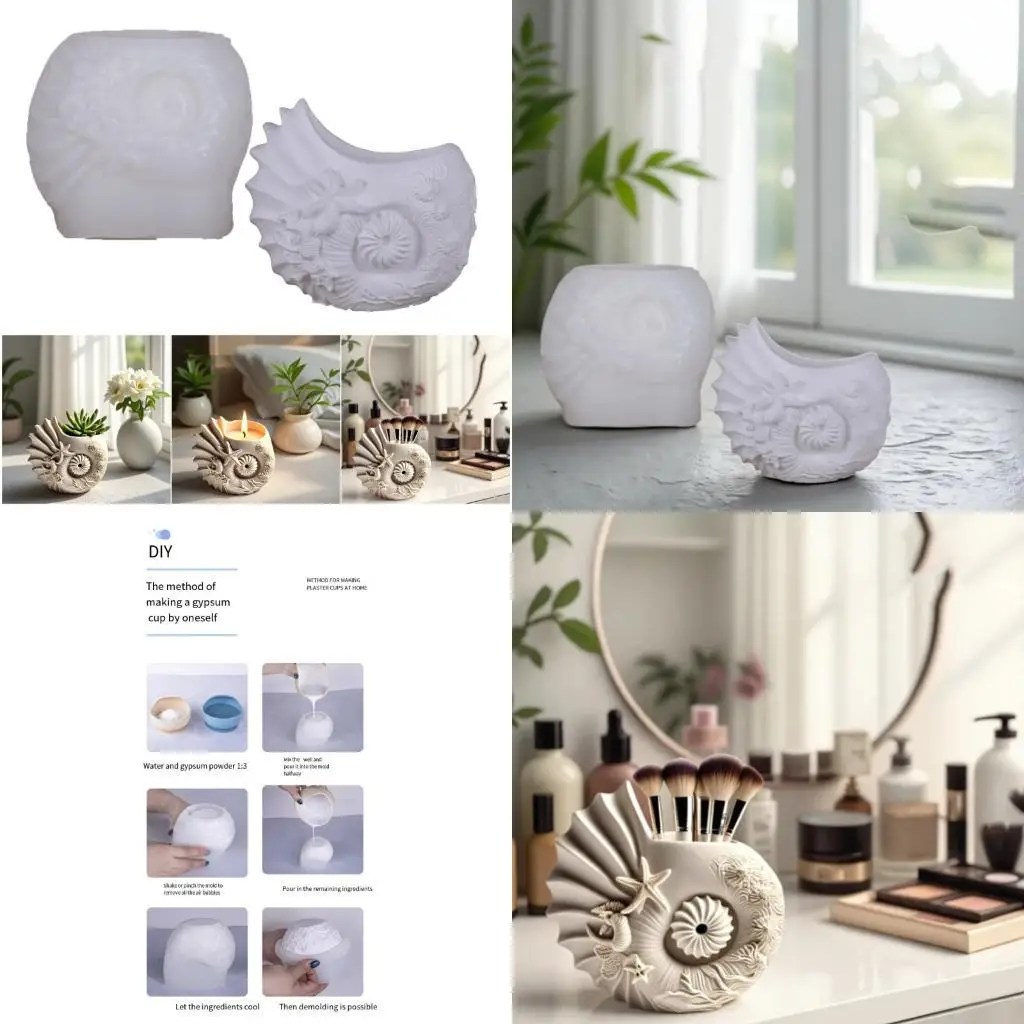 

31BB Concrete Cement Casting Mold Silicone Conch Jewelry Dish DIY Craft Supplies