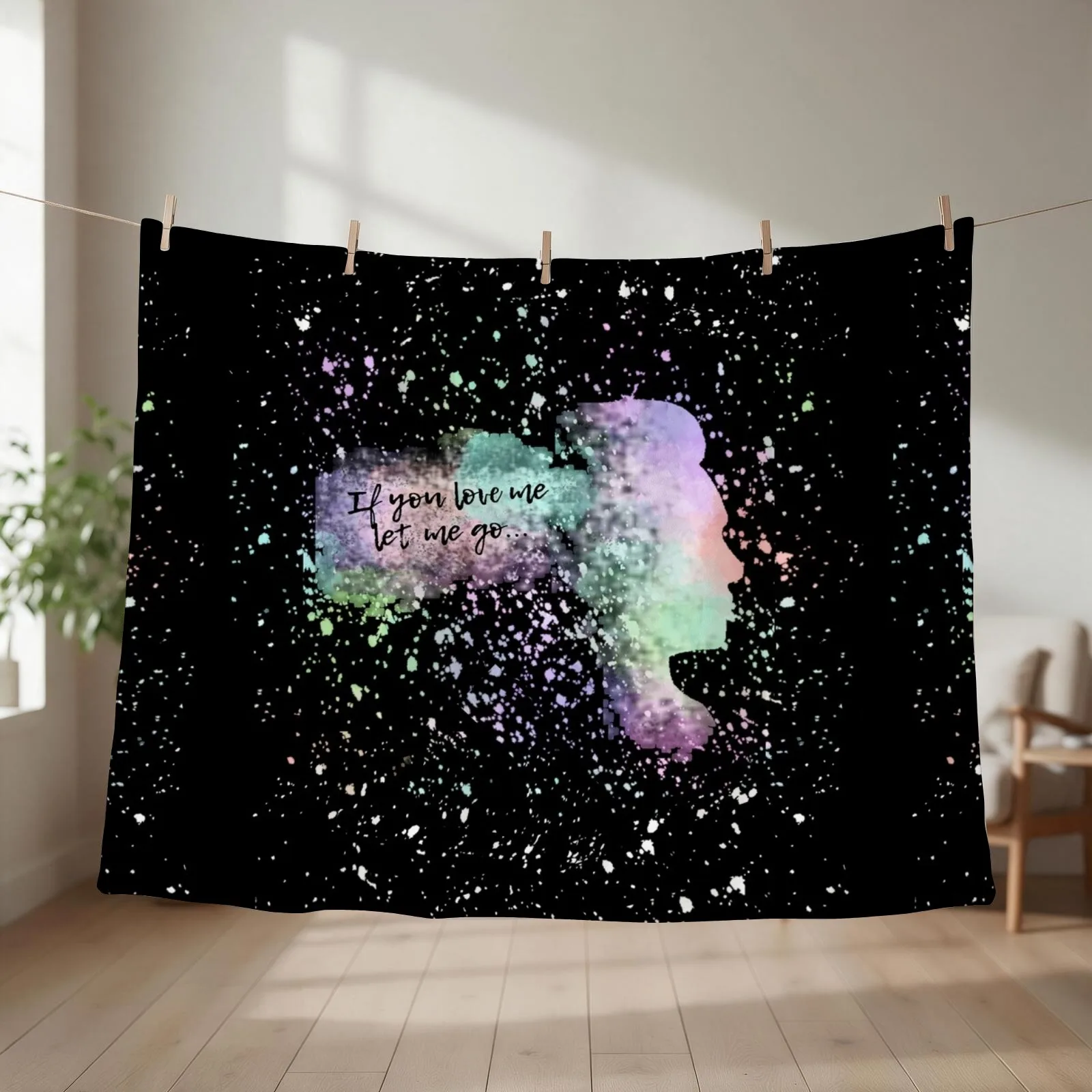 If you love me rainbow splatter paint Throw Blanket Custom Bed covers Flannels Retros Blankets