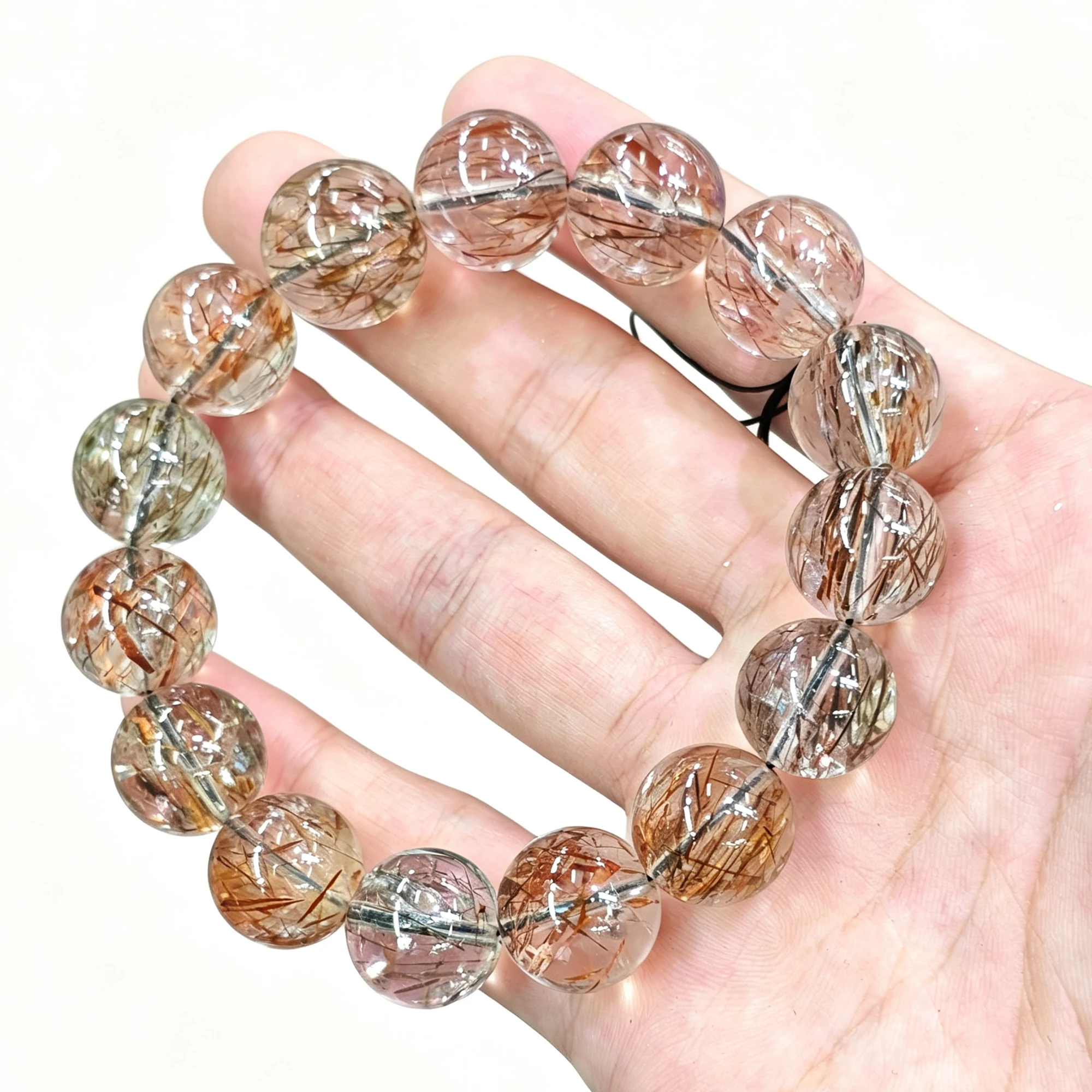 Natural Black Gold Super Seven Bracelet Gemstone High Clarity Round Beads Stretch Wristband Fine Jewelry Present 1 Pc