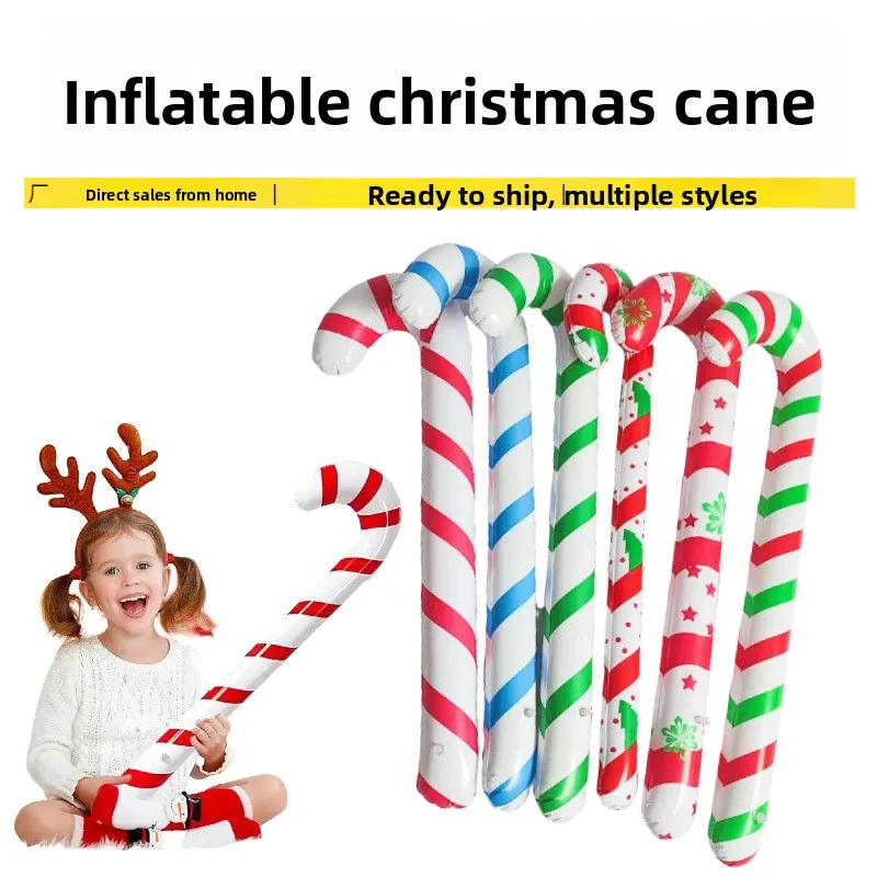 

Cross-border Hot Sale Christmas Toys Pvc Inflatable Candy Colored Crutches Activity Props Children's Magic Crutches