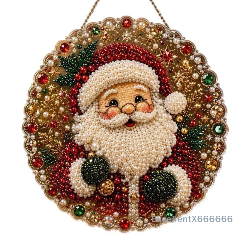 Christmas Pearl Painting Suncatcher Kit 1PC DIY Craft to Boost Festive Vibe for Window Wall Xmas Home Party Decor