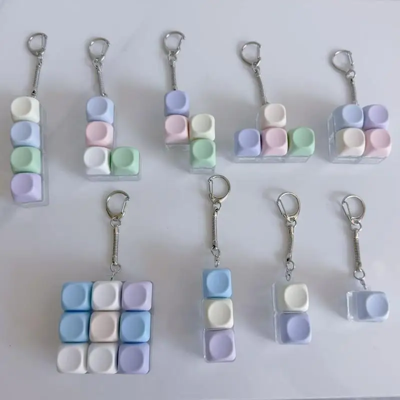 1/2/3/4/9 Key Keyboard Toy Button Keycap Keychain Finger Keyring Decompression Stress Relief Pass Time For Adult Gift
