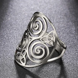 LIKGREAT Triskele Triskelion Adjustable Women Rings Stainless Steel Celtics Knot Rings Spiral Amulet Irish Jewelry Gift New In