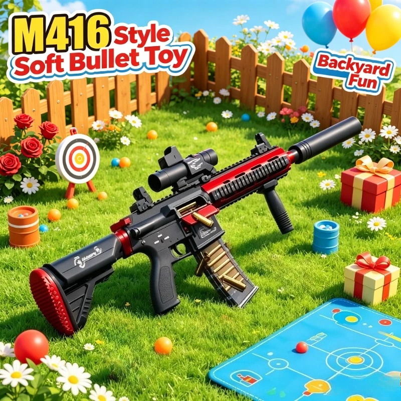 New 2026 M416 Electric Soft Bullet Toy Full Automatic Dart Model Outdoor for Adult Christmas Birthday Gift