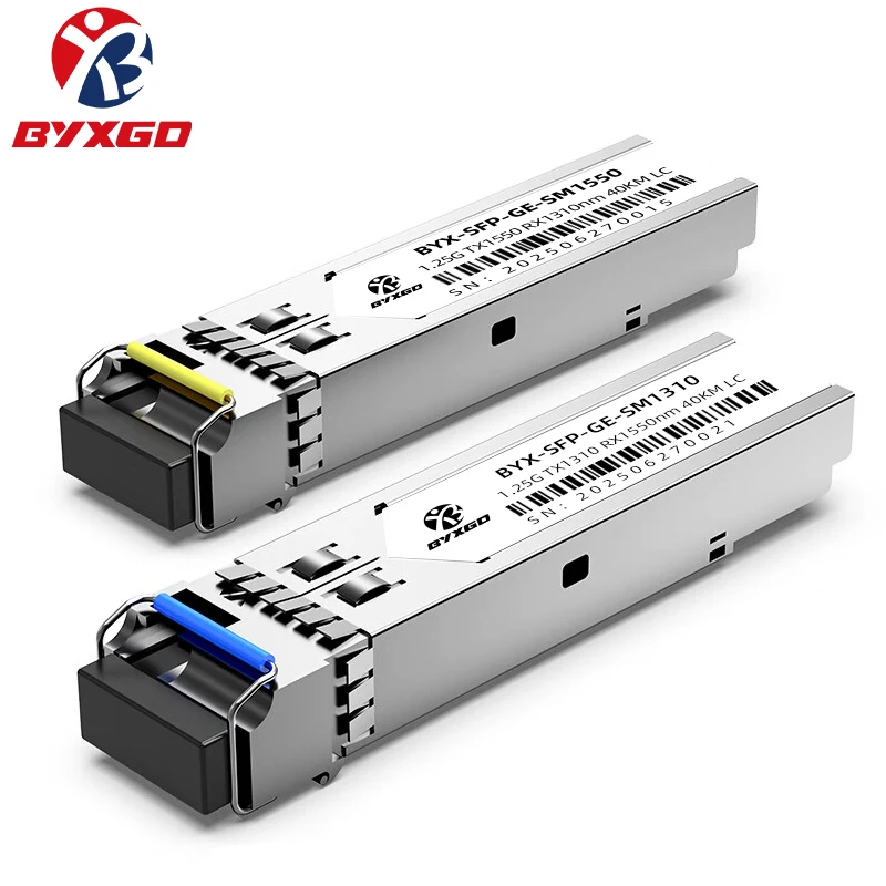 Оптический модуль BYXGD 1.25G BiDi SFP, симплексный LC BIDI SM трансивер, 20-80 км, DDM, горячая замена, совместим с Cisco, Mikrotik, Juniper, IBM, Intel