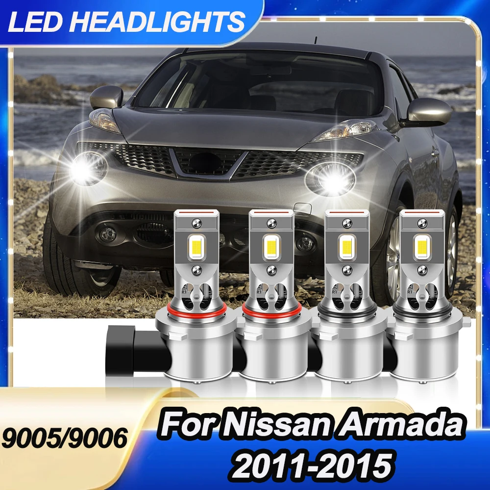 

For Nissan Armada 2011-2015 9005 9006 Car LED Headlight Bulbs High Low Beam Kit 6500k Turbo Fan Headlamps