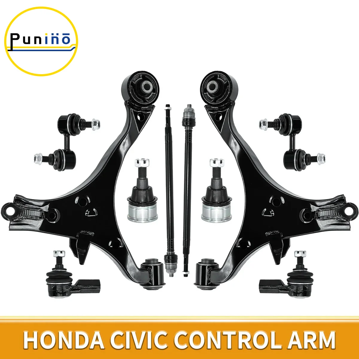 Punino 10pcs Suspension Ball Joints Tie Rods Control Arm Kit For Honda Civic 2001 2002 2003 2004 2005 K640287 K640288