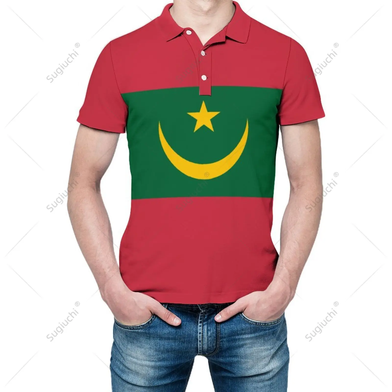 Unisex Polo Shirt Mauritania Flag 3D Print Man Polo Fashion Clothing Tracksuits Short Sleeves