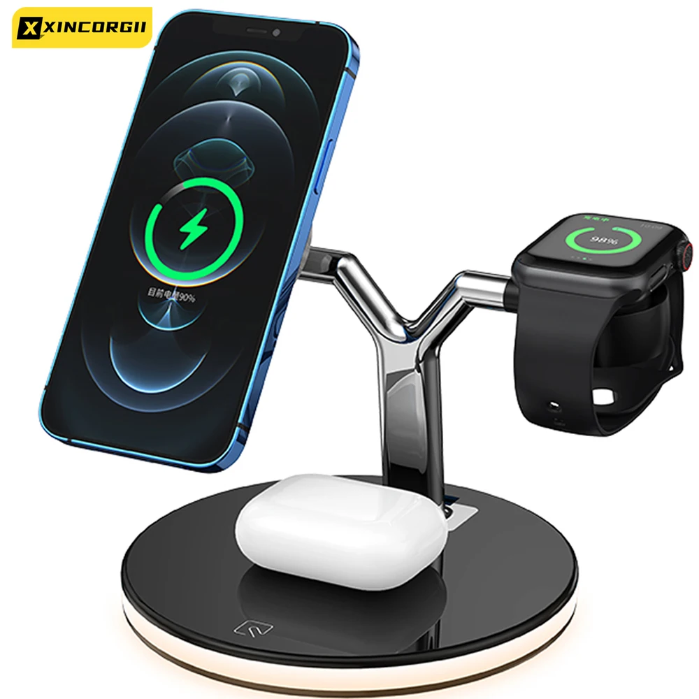 3 in 1 Magnetic Wireless Charger 15W Fast Charging Station for Magnetic iPhone 14 13 12 pro Max Chargers for Apple Watch Airpods