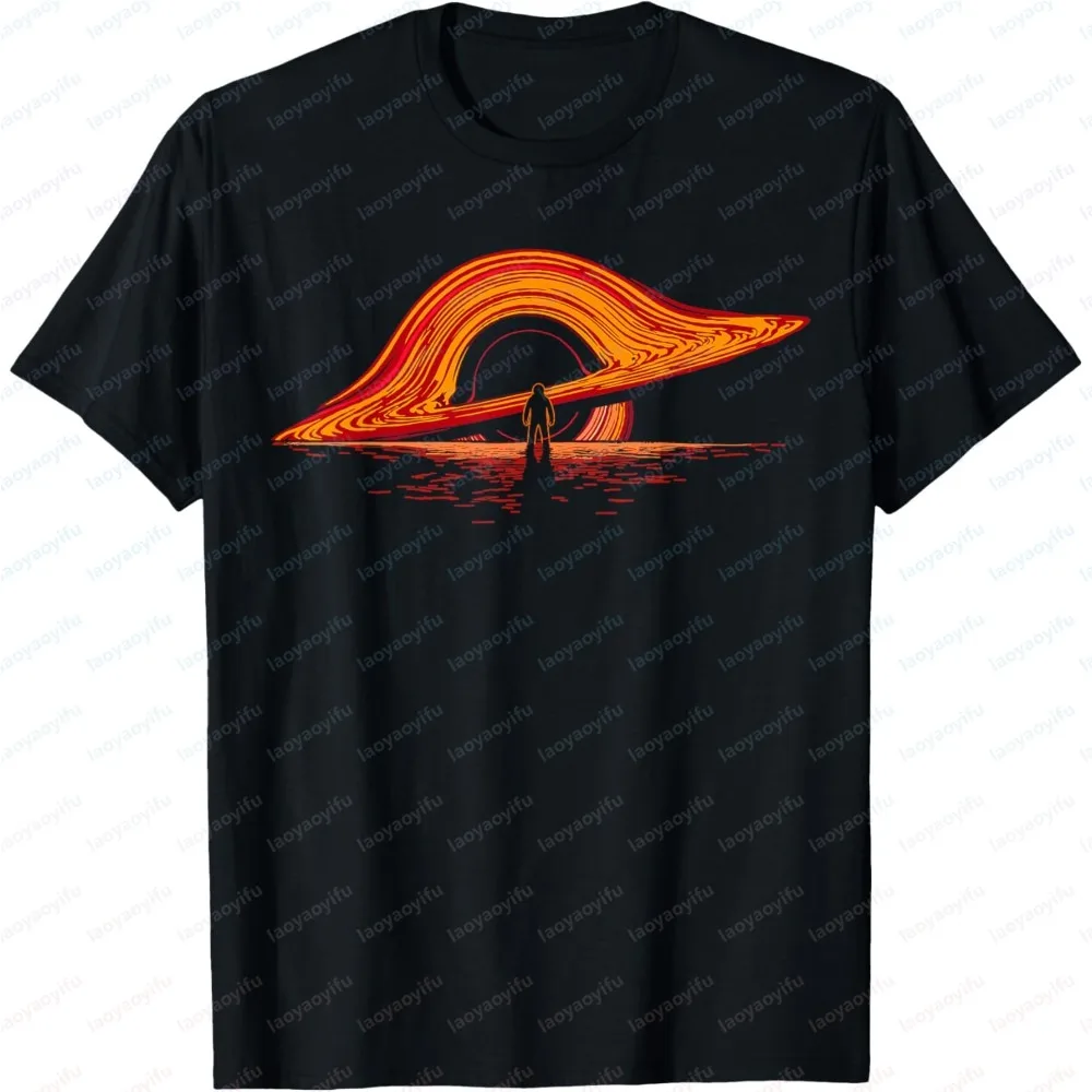 Men Summer Short Sleeve Fashion T Shirt Black Hole Graphic Tee Astrophysics Physic Science Astronaut For Space  Lovers  Clothing