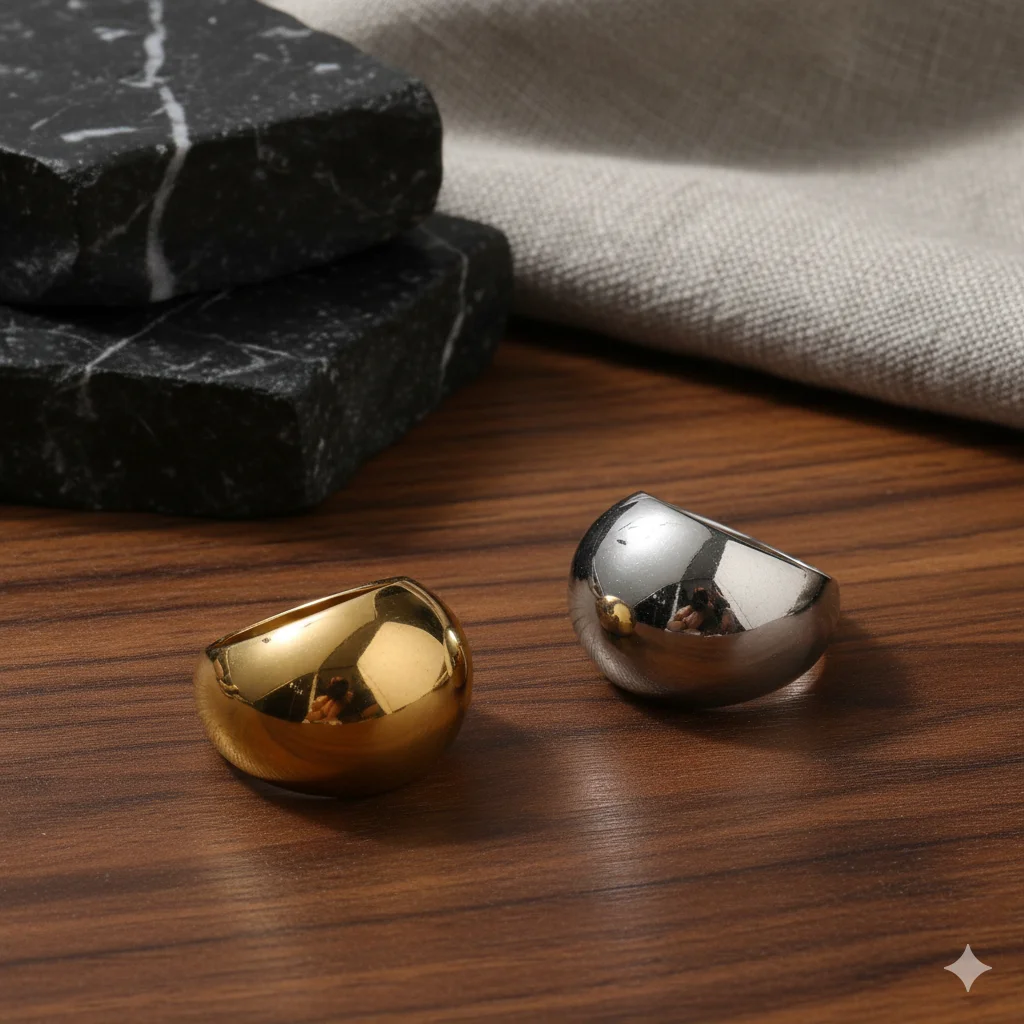 St.delan New Arrival Smooth Polished Dome Ring Stainless Steel Minimalist Fashion Jewelry