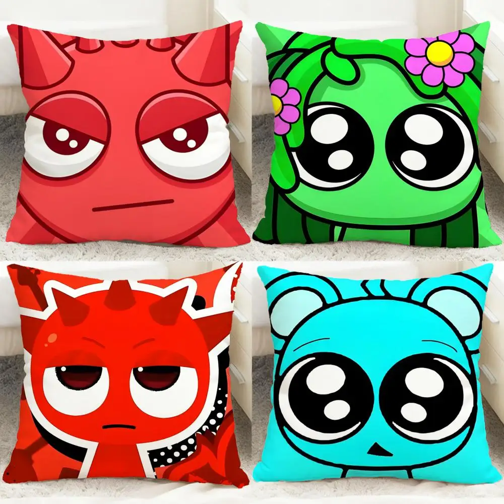 Popular Game Sprunki Cushion Cover Comfortable Reversible Pillow Cover Ideal for Car Sofa Bedroom & Beyond