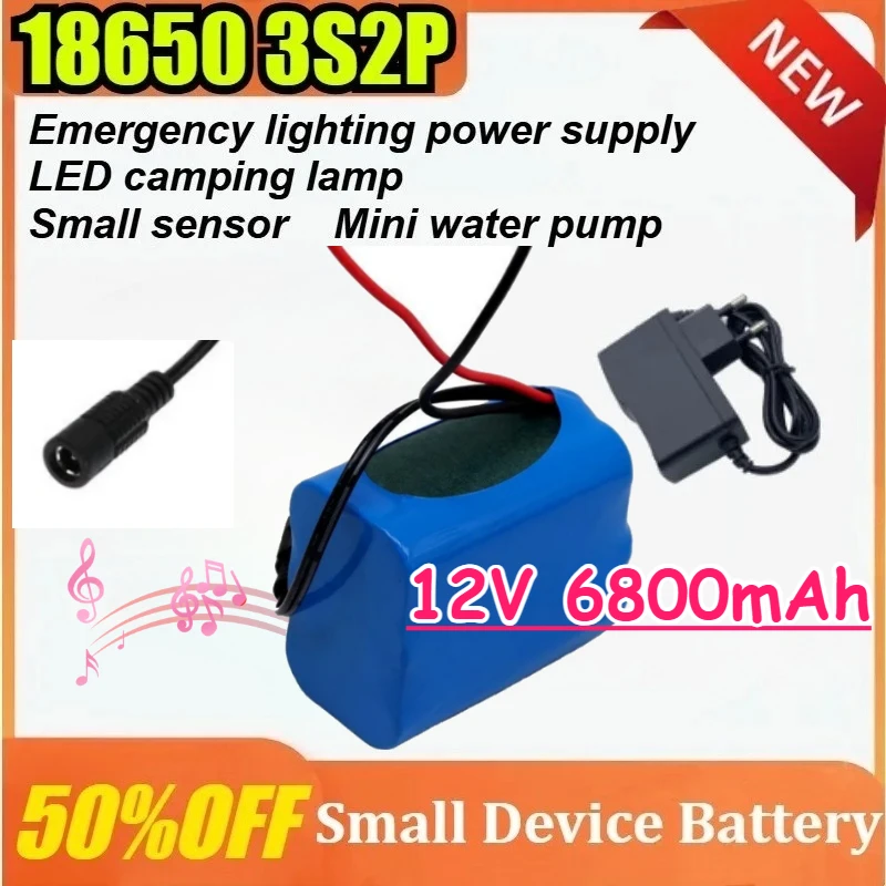 

12V 6800mAh Li-ion Rechargeable Batteries with BMS Lithium Battery Packs Protection Board for Monitoring+12.6V Charger