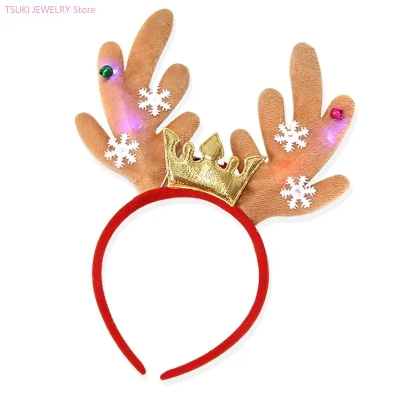 62KE LED-verlichte kersthoofdband Festival rendiergeweien Hairhoop Familiebijeenkomst Headhoop Vakantiefeestaccessoires