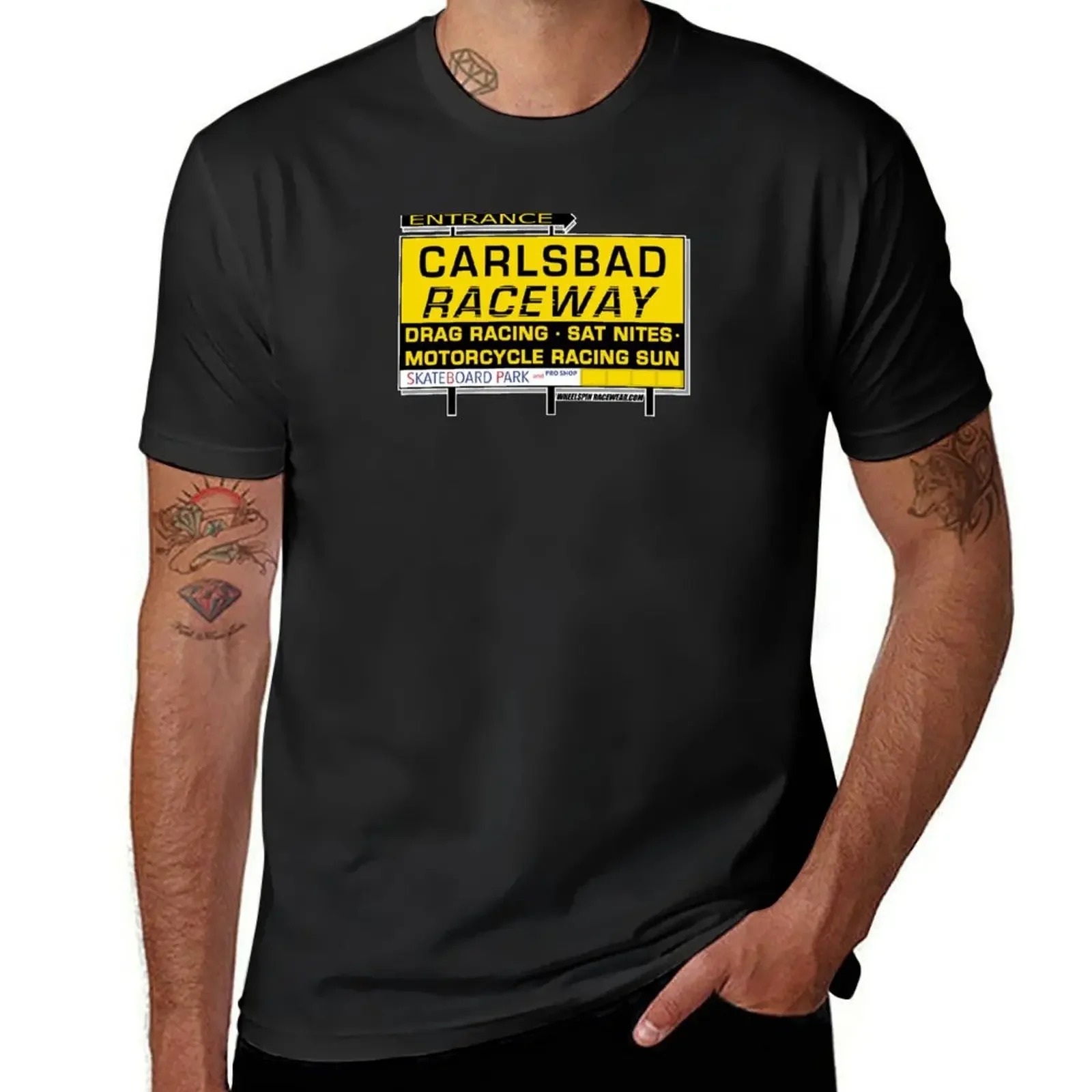 Carlsbad Raceway Entry Sign T-Shirt Luxury man clothes mens plain t shirts