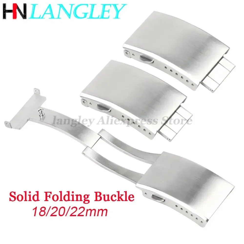 Solid 316L Stainless Steel Watch Band 18mm 20mm 22mm Folding Buckle Extended Double Push Butterfly Metal Watch Clasp Accessories