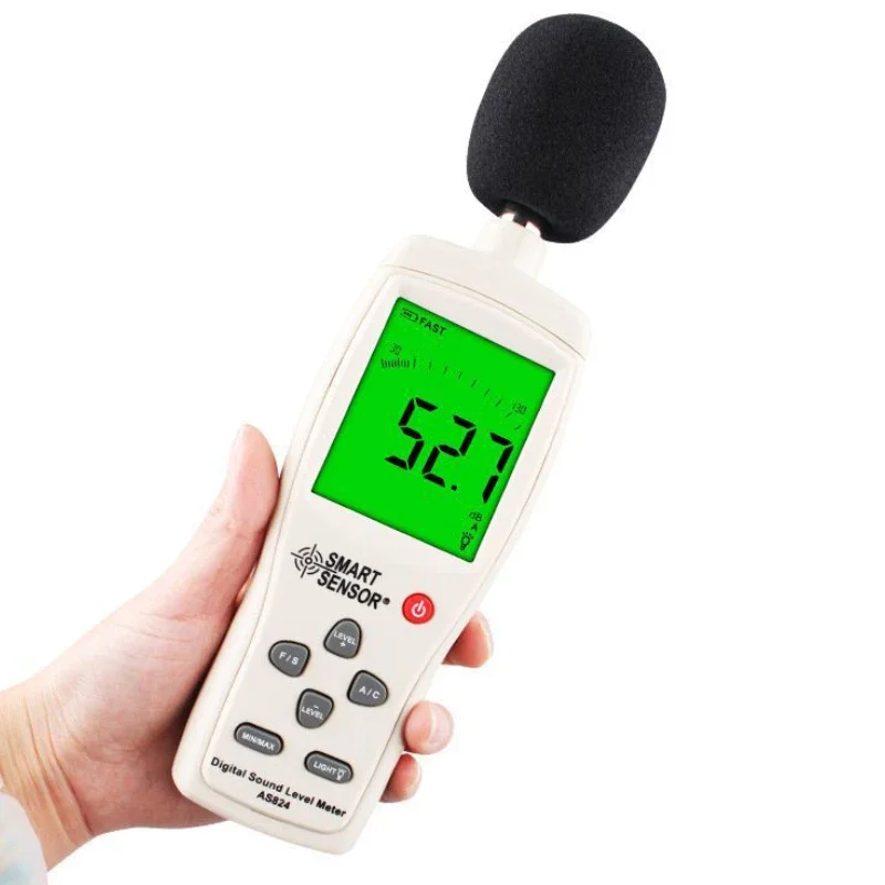 AS824 Handheld Larger LCD Screen Display Digital Sound Level Meter Noise Decibel Meter 30~130 dB Noise Meter