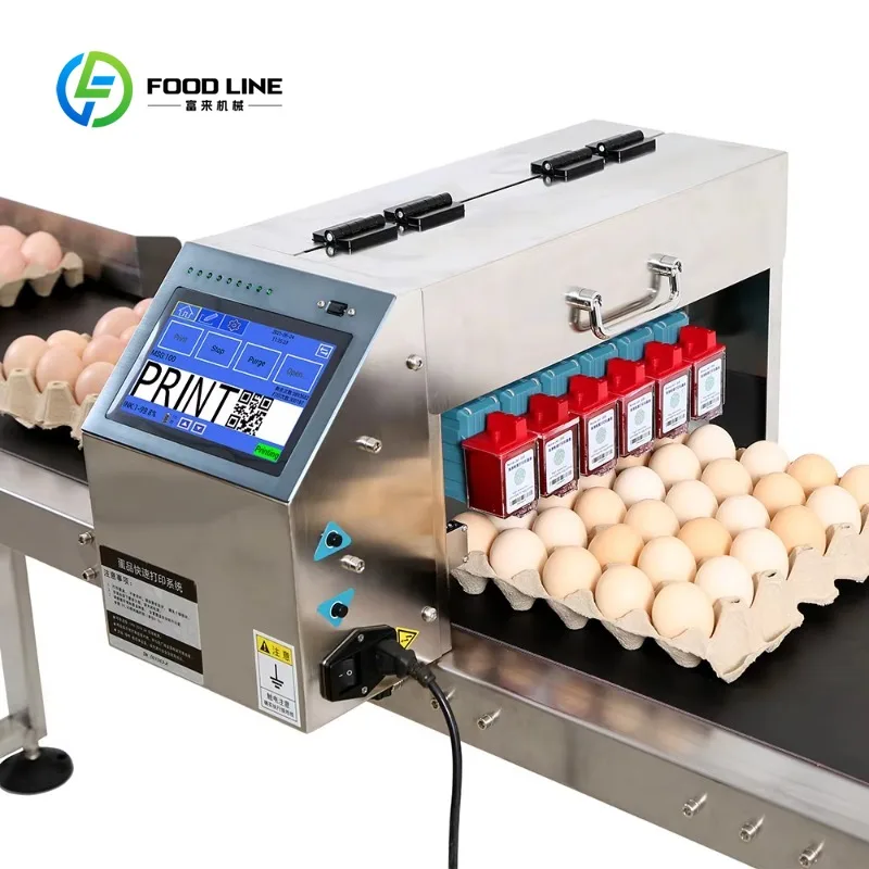 Customized High speed Six nozzle Egg Inkjet Printer Continuous Date Logo Number Online Code Automatic High Precision Poultry