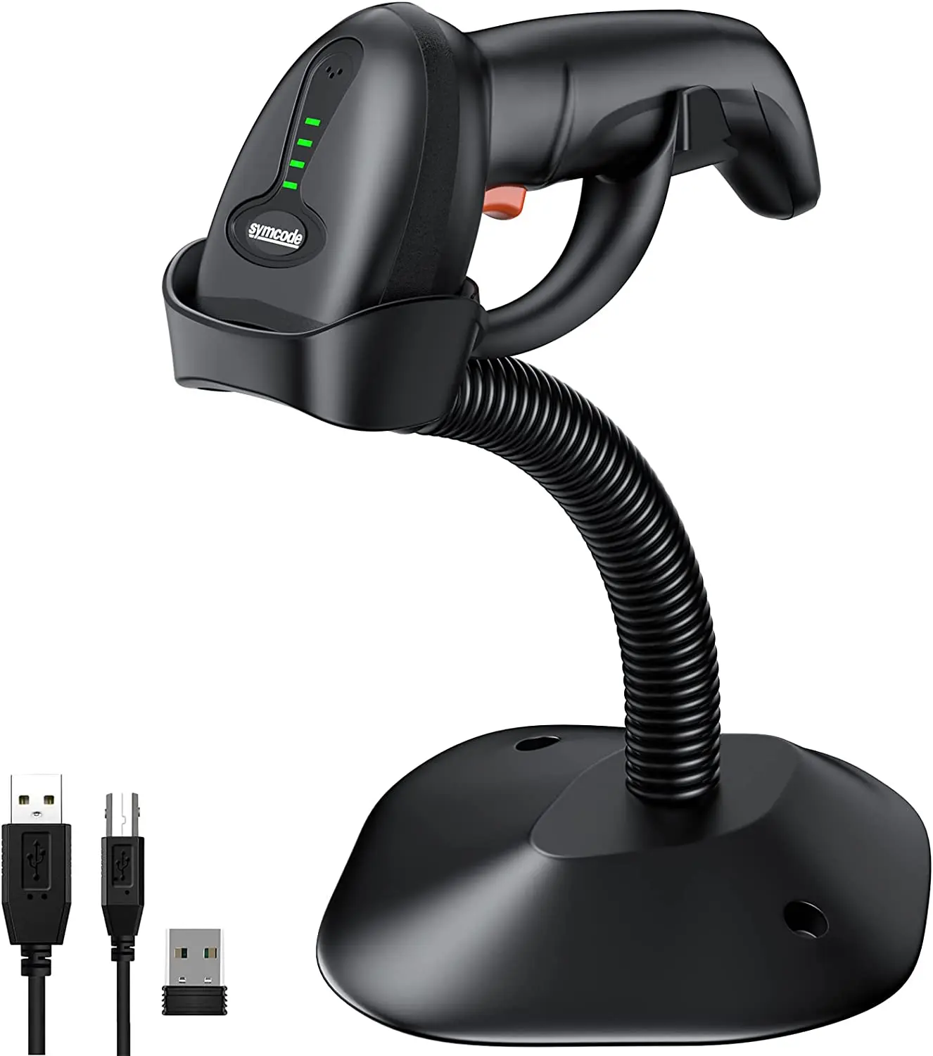 

2D QR Barcode Scanner with Stand, 3 in 1 Bluetooth & 2.4GHz Wireless & USB Wired Bar Code Scanner, Support Windows/Mac/Linux