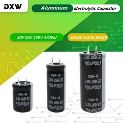 2PC/Lot 50V 4700uF 4700uF 63V 100V 25X25 22X40 30X50MM Audio Aluminum Electrolytic Capacitor 4700UF 50V 63V 100V