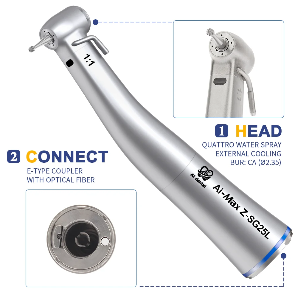 Dental ​Implant ​Handpiece ​Contra Angle 1:1/1:5/20:1 Low Speed Fiber Optic External Water For Surgery Electirc Implant Motor