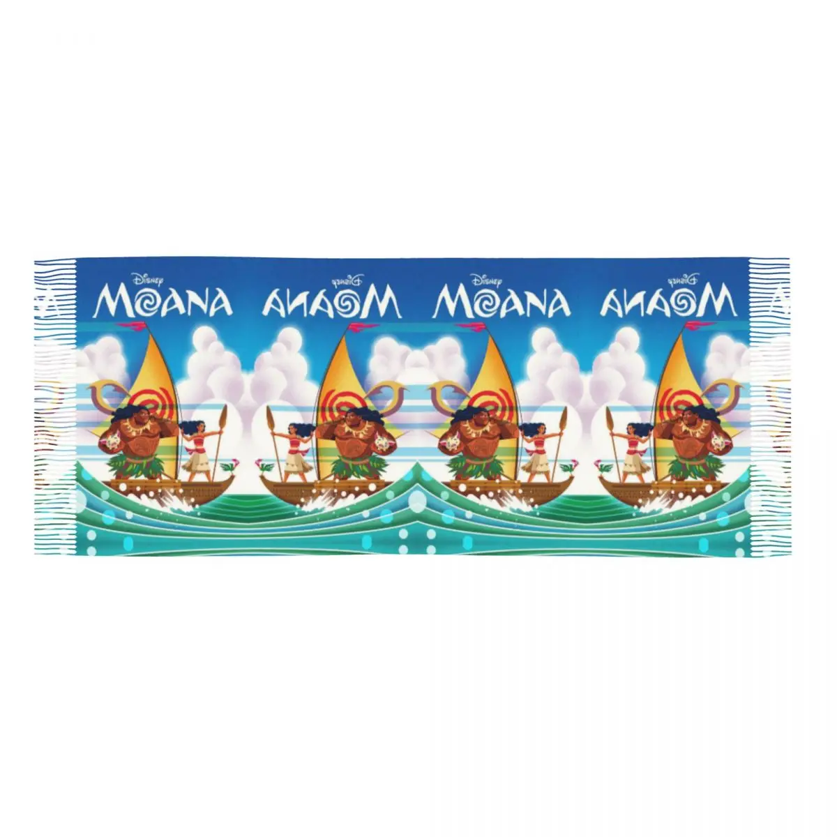 Custom Moana Ocean Spirit Poster Tassel Scarf Women Soft Shawls Wraps Female Winter Fall Scarves